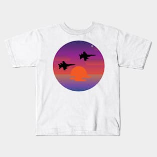 purple sunset planes Kids T-Shirt